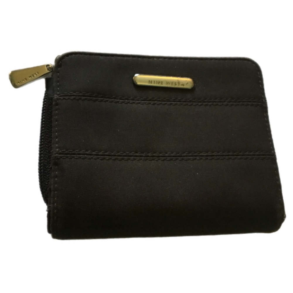 Nine West Brown Compact Zip Wallet with Gold Accent
